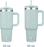30 oz Tumbler with Handle and 2 Straws, 2 in 1 Lid Insulated Water Bottle - Image 3