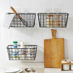 2 Set Hanging Wall Basket Organizer Over the Cabinet Door Wire Baskets - Image 4