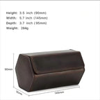 Genuine Leather Watch Roll Travel Case, Vintage Full Grain Leather Hexagon - Image 5