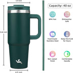 40 oz Tumbler with Handle and 2 Straws, 2 in 1 Lid Insulated Water Bottle - Image 4
