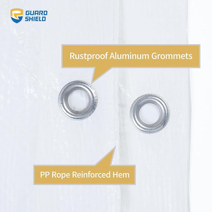 GUARD SHIELD Tarp White 16x20 Feet Multi Purpose Waterproof Poly Tarp Cover 5mil - Image 4