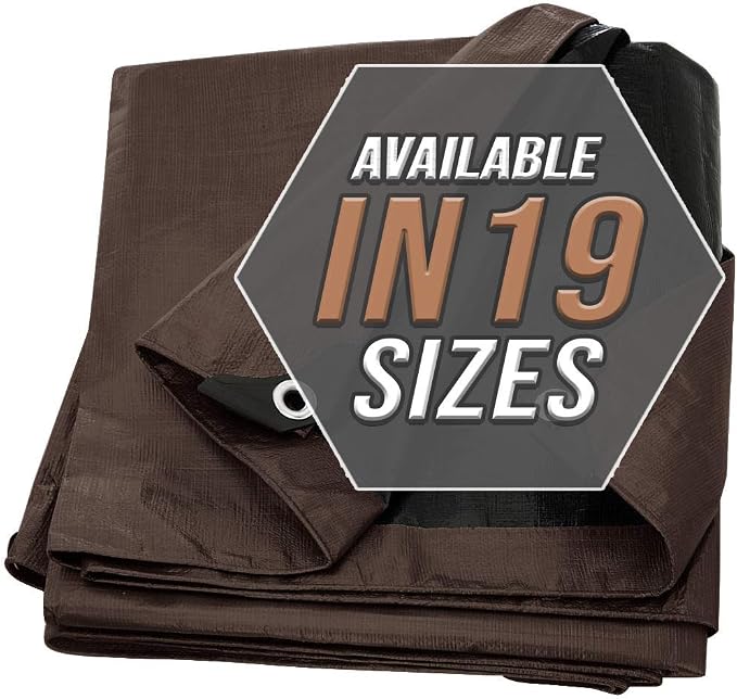 Tarp Cover Brown/Black Heavy Duty 8'X10' Thick Material, Waterproof, RV Or Pool by Trademark+Supplies