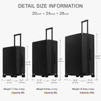 LEVEL8 Elegance Matte Luggage Set, 20 Inch Carry-on Luggage, 24&28 Large - Image 3
