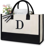 TOPDesign Embroidery Initial Canvas Tote Bag, Personalized Present Bag by TOPDesign