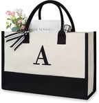 TOPDesign Embroidery Initial Canvas Tote Bag, Personalized Present Bag by TOPDesign