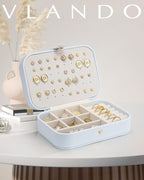 Vlando Travel Jewelry Case, PU Leather Travel Jewelry Box - Image 2