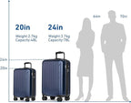 KYME Suitcase Hardshell With Double Spinner Wheels, PC+ABS TSA Lock Travel - Image 7