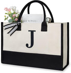 TOPDesign Embroidery Initial Canvas Tote Bag, Personalized Present Bag by TOPDesign