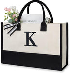 TOPDesign Embroidery Initial Canvas Tote Bag, Personalized Present Suitable by TOPDesign