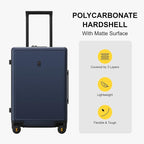 LEVEL8 Elegance Checked Luggage, 24 Inch Hardside Suitcase, Lightweight Matte - Image 4