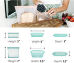 Zip Top Reusable Food Storage Bags | 2 Bag Set | Silicone Meal Prep Container | - Image 4