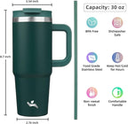 30 oz Tumbler with Handle and 2 Straws, 2 in 1 Lid Insulated Water Bottle - Image 4