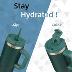 40 oz Tumbler with Handle and 2 Straws, 2 in 1 Lid Insulated Water Bottle - Image 2