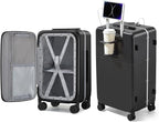 Hanke 24 Inch Luggage with Cup Holder and Charge, Top Opening Hard Shell by Hanke