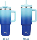 30 oz Tumbler with Handle and 2 Straws, 2 in 1 Lid Insulated Water Bottle - Image 3