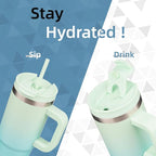 40 oz Tumbler with Handle and 2 Straws, 2 in 1 Lid Insulated Water Bottle - Image 2