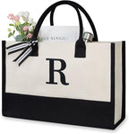TOPDesign Embroidery Initial Canvas Tote Bag, Personalized Present Bag by TOPDesign