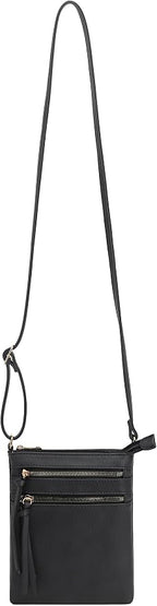 DELUXITY Crossbody Purse Bag Shoulder Bag Multi Pocket Zipper Purse | Black - Image 5