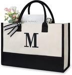 TOPDesign Embroidery Initial Canvas Tote Bag, Personalized Present Bag by TOPDesign