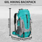 King'sGuard 60L Hiking Backpack Large Waterproof Camping Backpack - Image 5