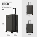 LEVEL8 Elegance Checked Luggage, 24 Inch Hardside Suitcase, Lightweight Matte - Image 7