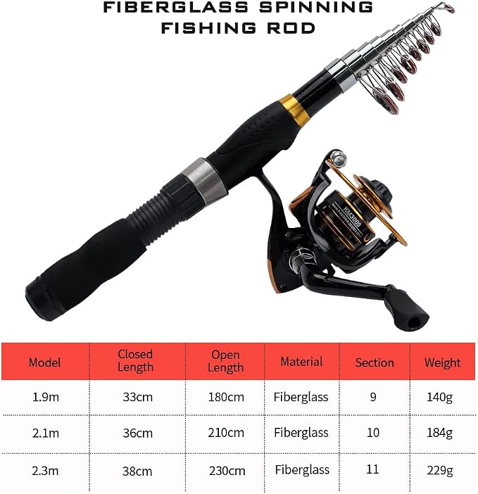 Collapsible Fishing Rod and Reel Combo, BalanZze Telescopic Fishing Rod - Image 3