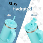 40 oz Tumbler with Handle and 2 Straws, 2 in 1 Lid Insulated Water Bottle - Image 2