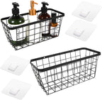 2 Pack Hanging Wall Basket Organizer Over the Cabinet Door Wire Baskets - Image 8