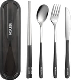 Travel cutlery set, 18/8 stainless steel cutlery, Reusable utensils set by inkuleer