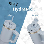 30 oz Tumbler with Handle and 2 Straws, 2 in 1 Lid Insulated Water Bottle - Image 2