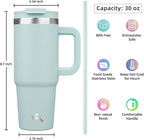 30 oz Tumbler with Handle and 2 Straws, 2 in 1 Lid Insulated Water Bottle - Image 4