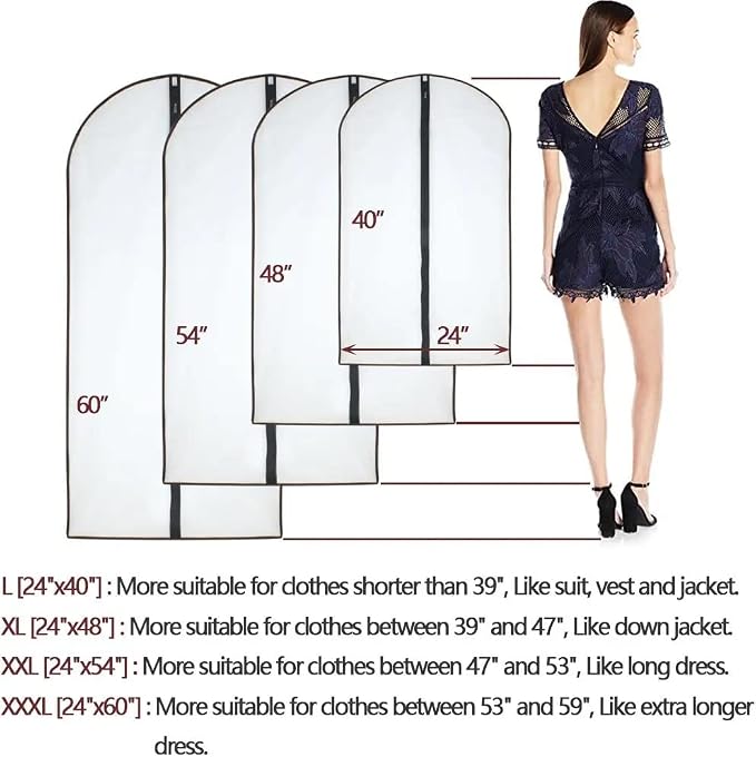 Garment Bags for Hanging Clothes 12 PCS Transparent Waterproof Dustproof - Image 2