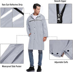 Mens Long Hooded Safety Rain Jacket Waterproof Emergency Raincoat Poncho - Image 3