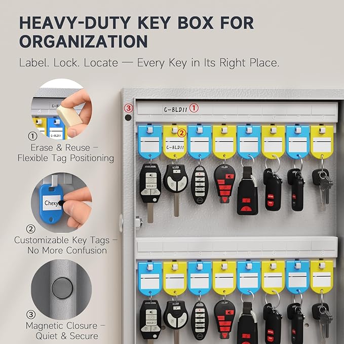 WeHere 72 Key Lock Box Wall Mount, Smart Key Cabinet - Image 3