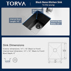 TORVA Bar Sink, TORVA 14 x 18 Inch Undermount Kitchen Sink, Gloss Black PVD - Image 3