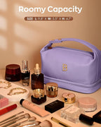 Personalized Makeup Bag with Handle, Initial Double Layer Cosmetic Bag with - Image 6