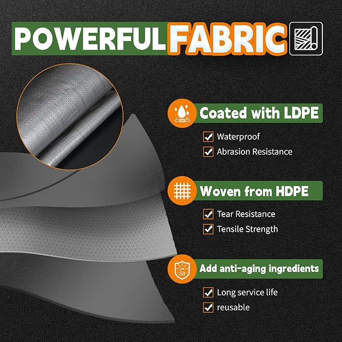 RAINDEWAY Small Tarps Heavy Duty Waterproof 5x5 Feet, 10Mil Multipurpose Poly - Image 3