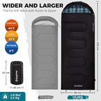 KingCamp Sleeping Bag for Adults, Cold Weather & Warm XL Big and Tall Flannel - Image 2