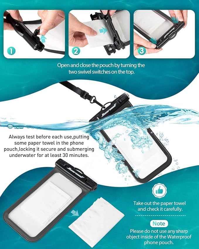 Hiearcool Waterproof Pouch for iPhone, Waterproof Phone Bag Travel Essentials - Image 7