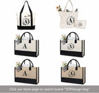 TOPDesign Embroidery Initial Canvas Tote Bag, Personalized Present Bag - Image 7