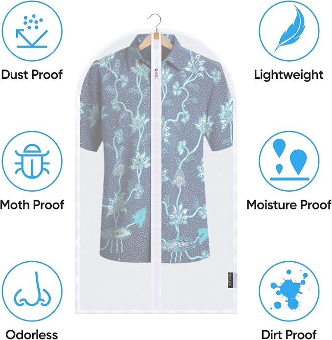 BALEINE 60'' Translucent Garment Bags, 6 Packs PEVA Dress Bag - Image 3