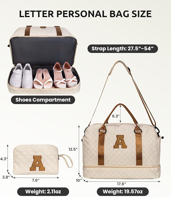 Initial Duffle Bag, Personalized Weekender Bag - Image 2