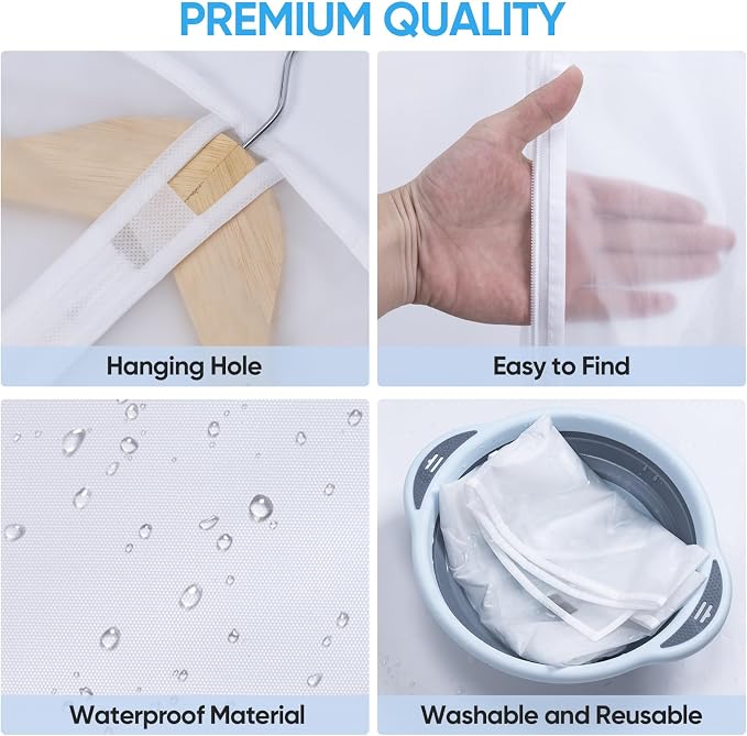 BALEINE 60'' Translucent Garment Bags, 2 Packs PEVA Dress Bag - Image 2