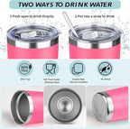 20oz Tumbler with Straw and Brush, Stainless Steel Vacuum Insulated tumbler - Image 3