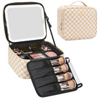 Relavel Travel Makeup Bag With LED Mirror, Cosmetic Train Case with Light up by Relavel