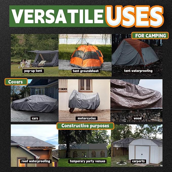 RAINDEWAY Tarps Heavy Duty Waterproof 15x15 Feet, 10Mil Multipurpose Poly Tarp - Image 7