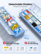 Vaydeer 7 Day Weekly Pill Organizer, Metal Travel Pill Case, Large Capacity - Image 2