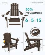 SERWALL Adirondack Chair with Cup Holders - Image 4