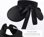 Camptrace Sun Visors for Women Wide Brim Beach Hat Foldable Straw Visor Hat - Image 3