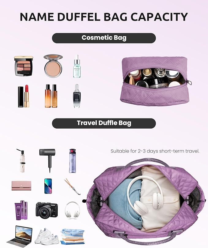 Duffle for Women with Shoe Compartment, Personalized Weekender with Shoulder - Image 4